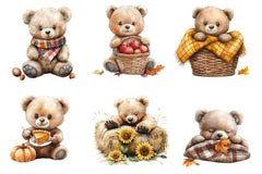 Autumn Teddy Bear Clipart Bundle 3 - CraftNest - Digital Crafting and Art