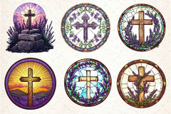 Lavender Blessing & Cross Faux Stained Glass Clipart Bundle - CraftNest - Digital Crafting and Art