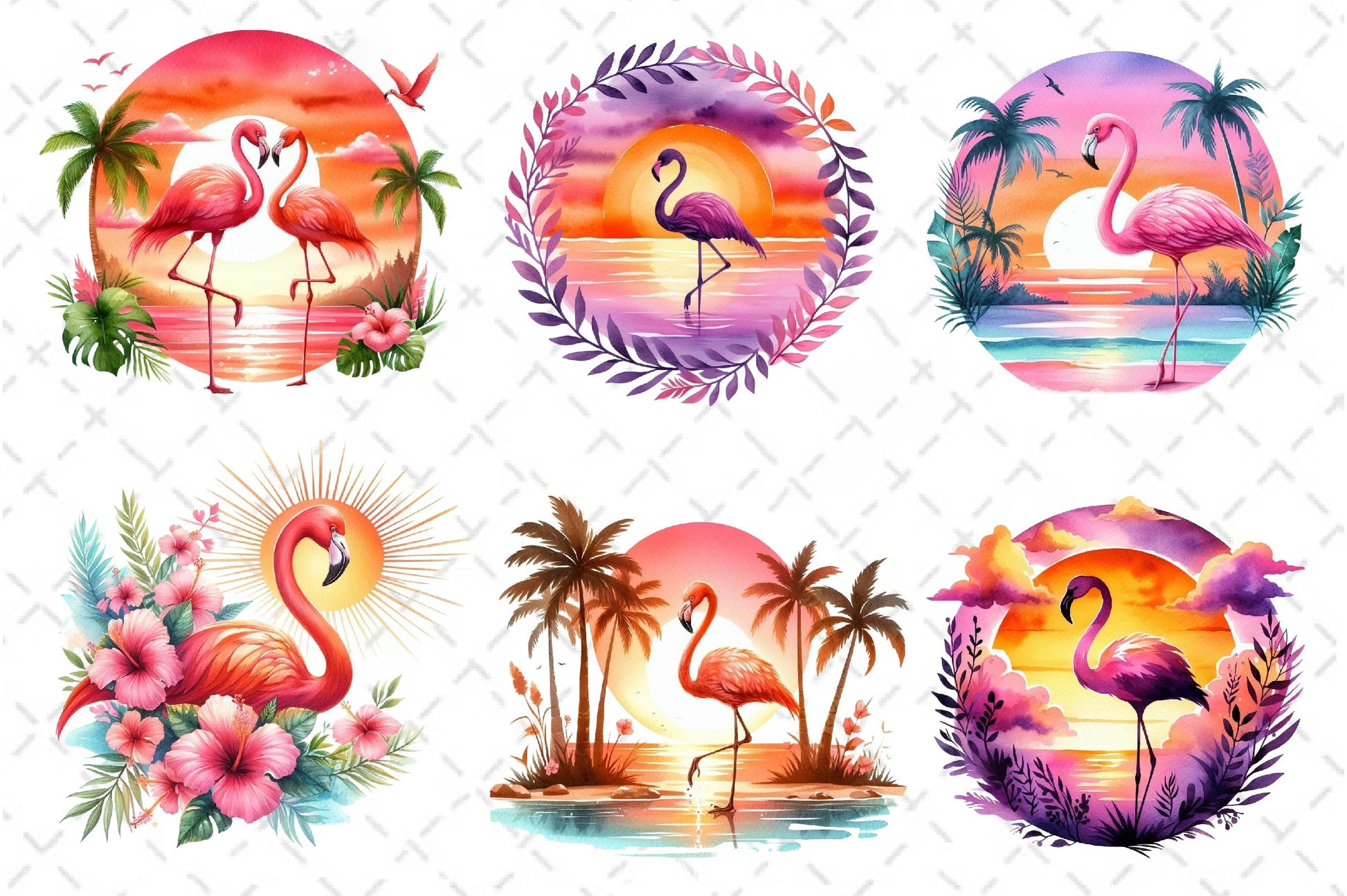 Tropical Sunset Flamingo Clipart Bundle 2 - CraftNest - Digital Crafting and Art