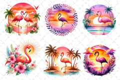 Tropical Sunset Flamingo Clipart Bundle 2 - CraftNest - Digital Crafting and Art