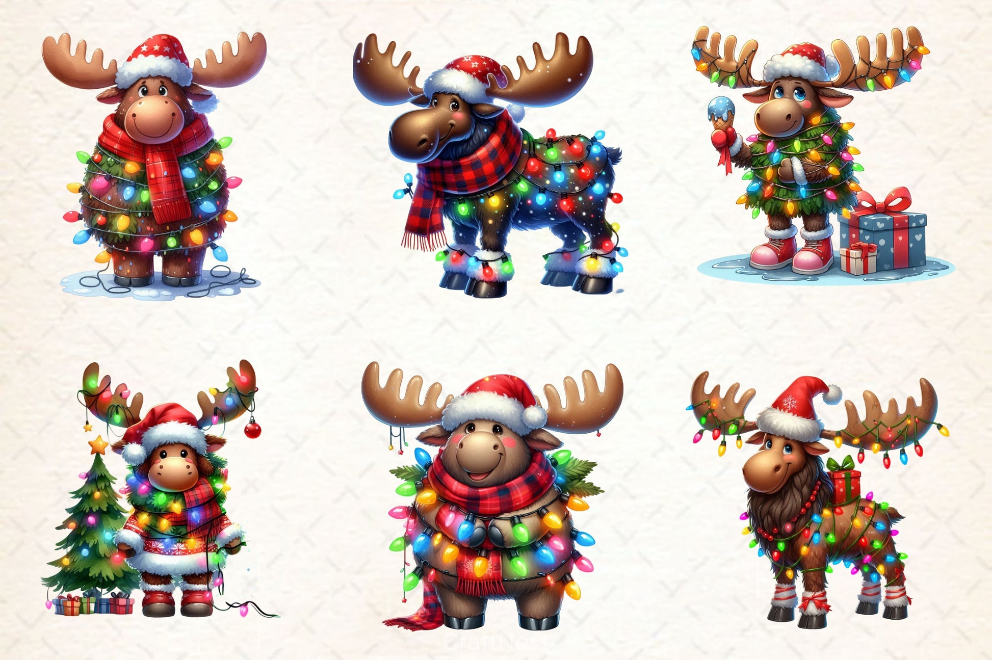 Adorable Christmas Moose Clipart Bundle - CraftNest - Digital Crafting and Art