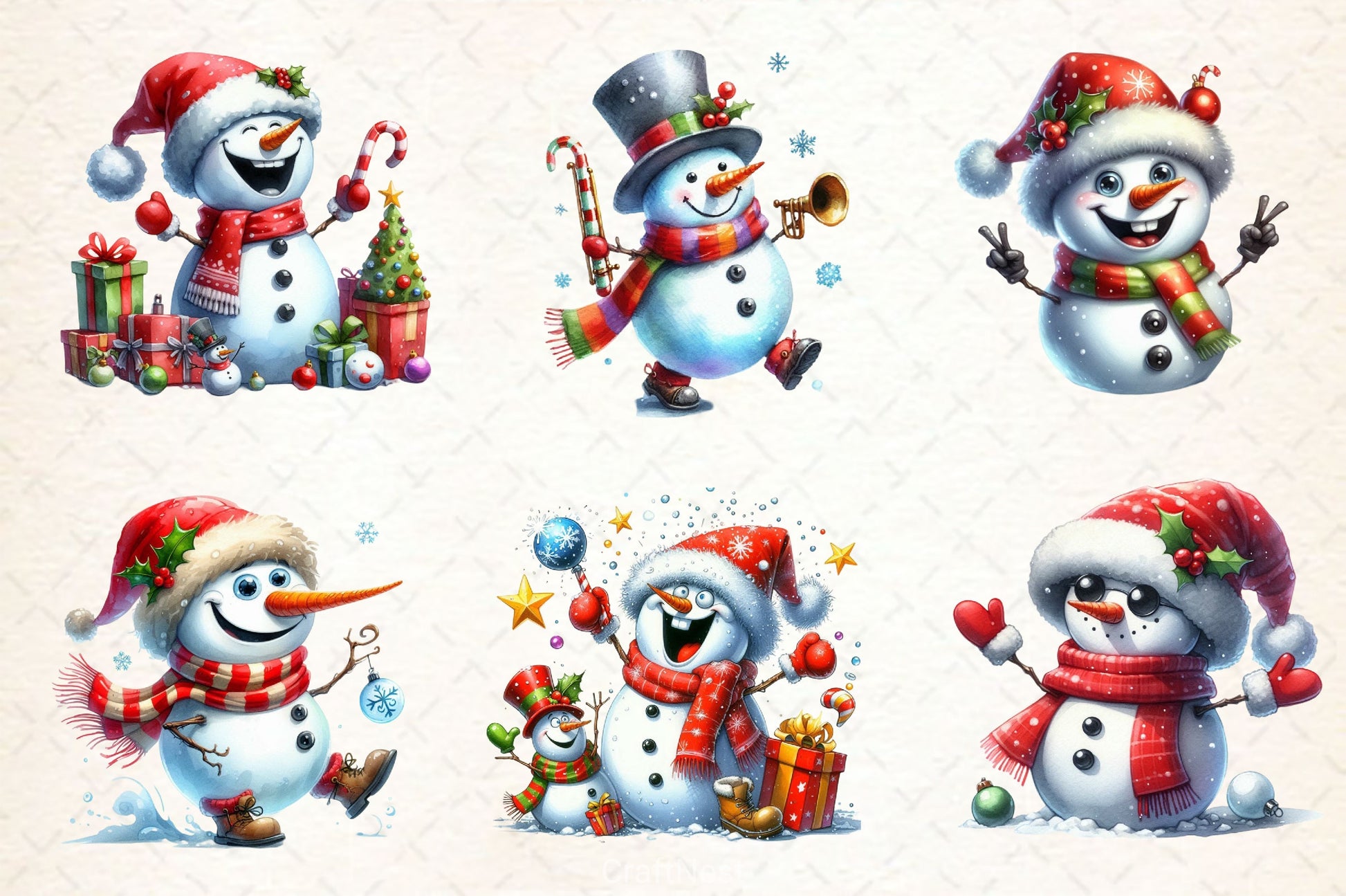 Funny Christmas Snowman Clipart Bundle 3 - CraftNest - Digital Crafting and Art