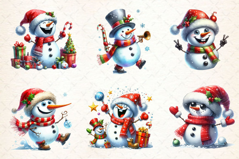 Funny Christmas Snowman Clipart Bundle 3 - CraftNest - Digital Crafting and Art
