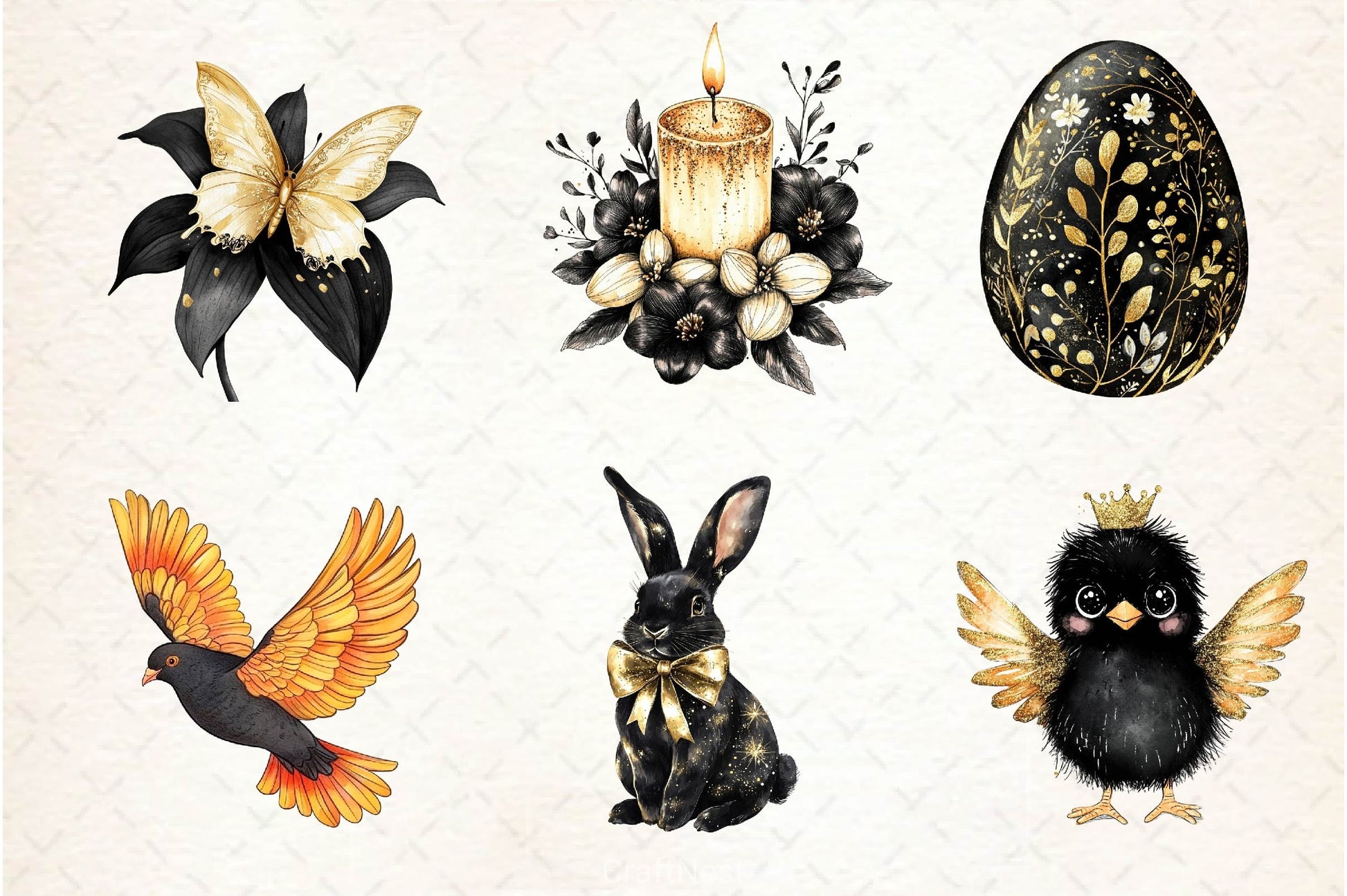 Glitter Luxury Black Easter Clipart Bundle 3 - CraftNest - Digital Crafting and Art