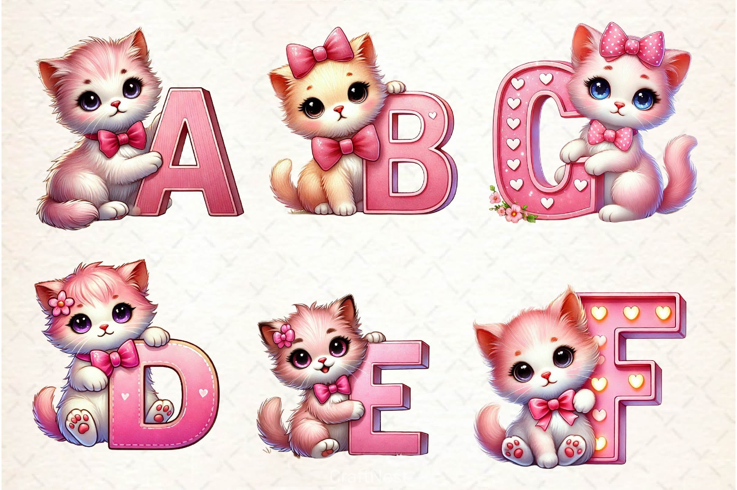 Valentine Cats Alphabet Clipart Bundle - CraftNest - Digital Crafting and Art