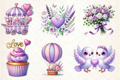 Pastel Purple Valentine's Clipart Bundle 2 - CraftNest - Digital Crafting and Art