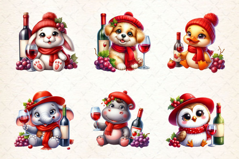 Wine Animals Clipart Bundle - CraftNest - Digital Crafting and Art