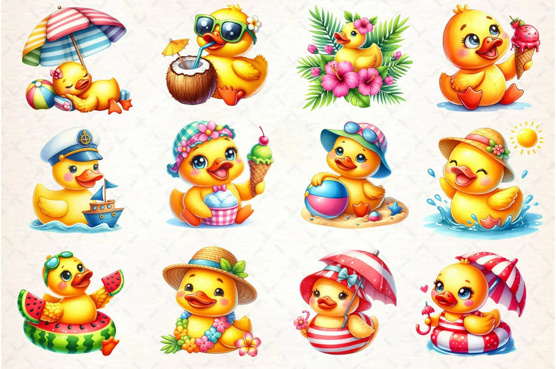 Cute Summer Rubber Duck Clipart Bundle - CraftNest - Digital Crafting and Art