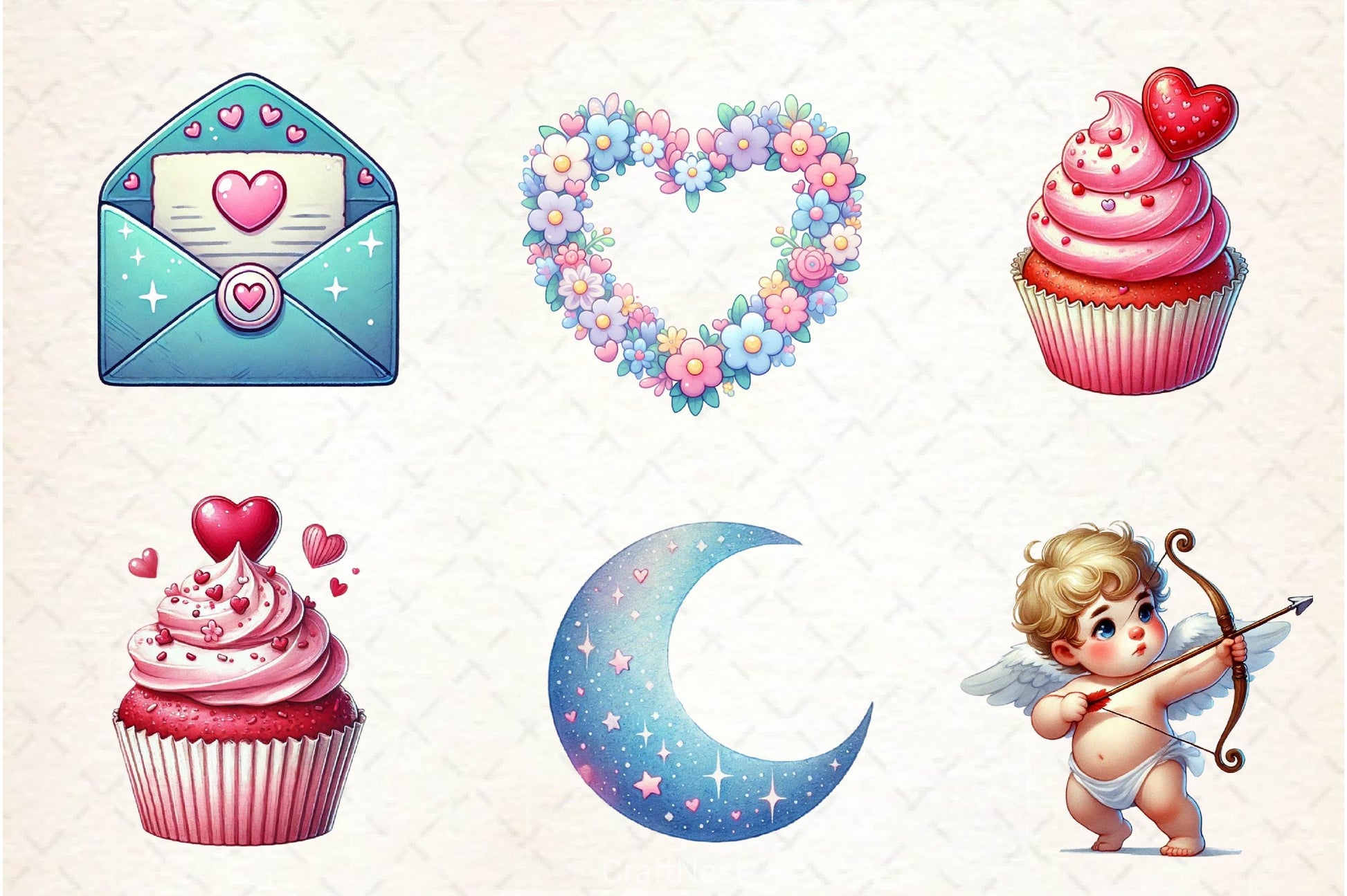 Pastel Valentine Clipart Bundle - CraftNest - Digital Crafting and Art