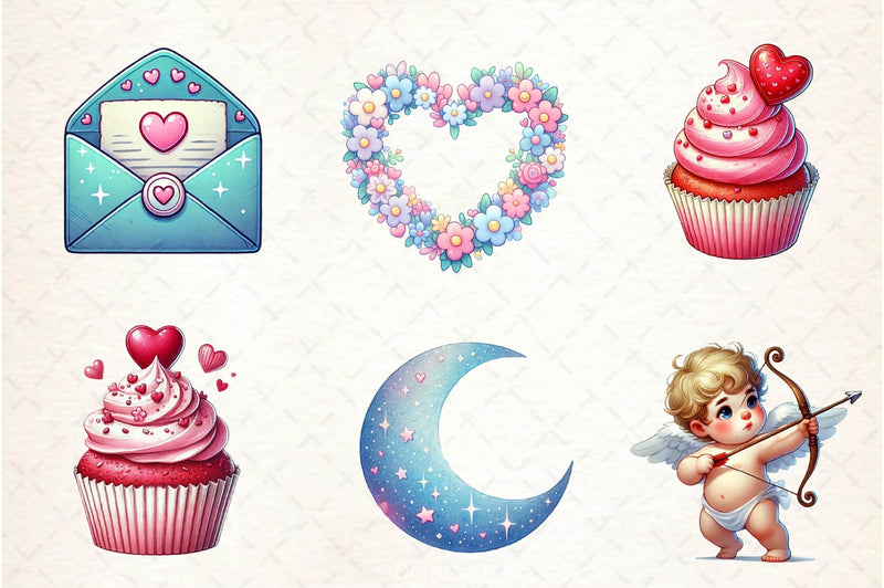 Pastel Valentine Clipart Bundle - CraftNest - Digital Crafting and Art