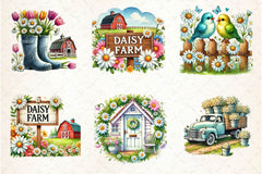 Spring Daisy Farm Clipart Bundle 2 - CraftNest - Digital Crafting and Art