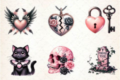 Love Gothic Valentine Clipart Bundle - CraftNest - Digital Crafting and Art