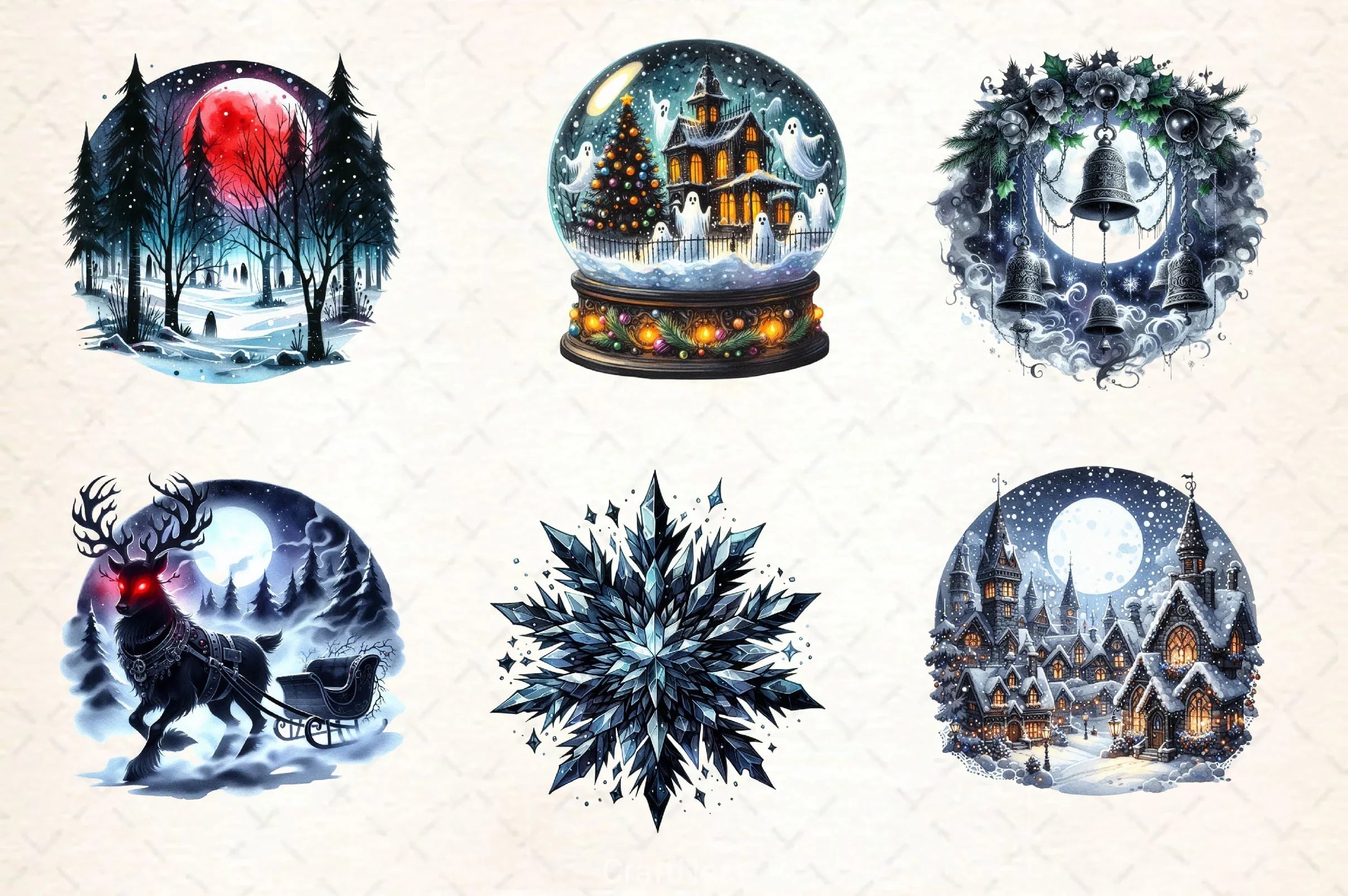 Mystical Gothic Christmas Clipart Bundle 2 - CraftNest - Digital Crafting and Art
