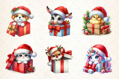 Christmas Animals Gift Box Clipart Bundle - CraftNest - Digital Crafting and Art