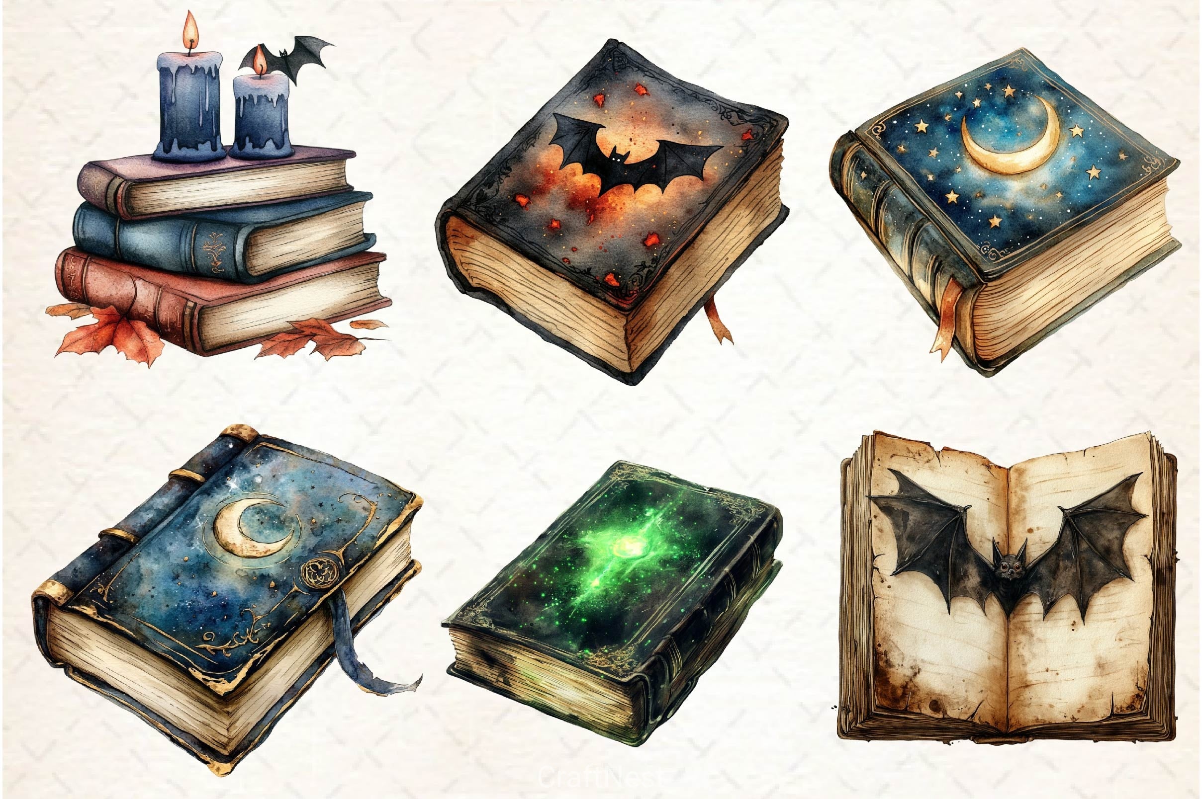 Halloween Books Clipart Bundle 3 - CraftNest - Digital Crafting and Art
