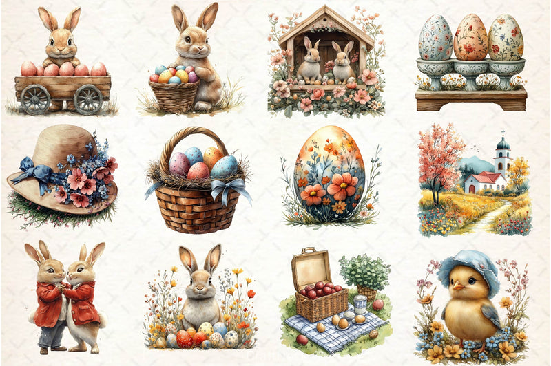 Vintage 1950 Easter Clipart Bundle 2 - CraftNest - Digital Crafting and Art