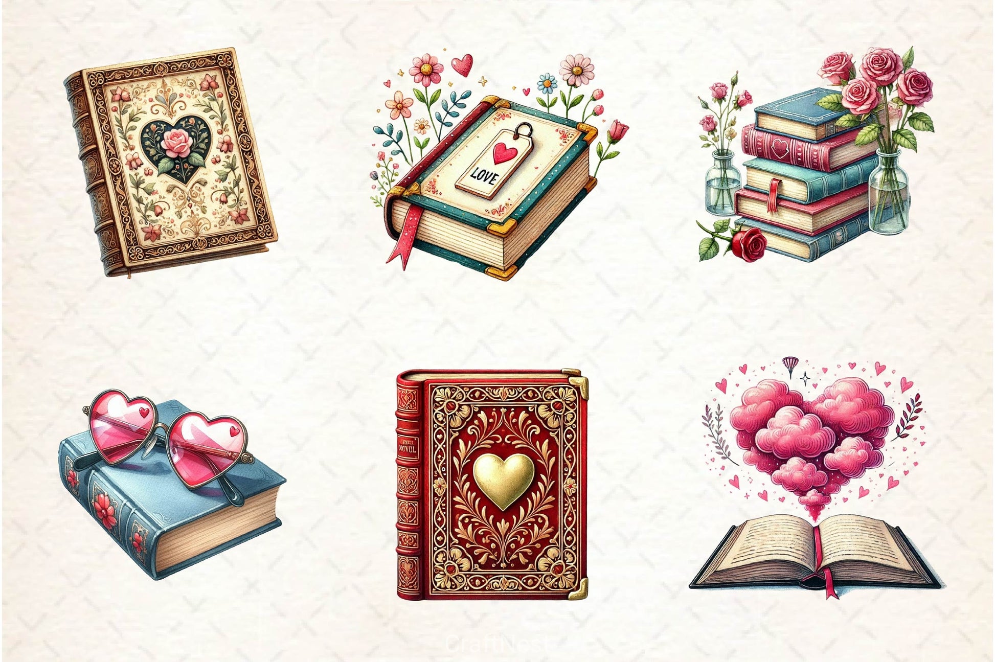 Valentines Books Clipart Bundle 2 - CraftNest - Digital Crafting and Art