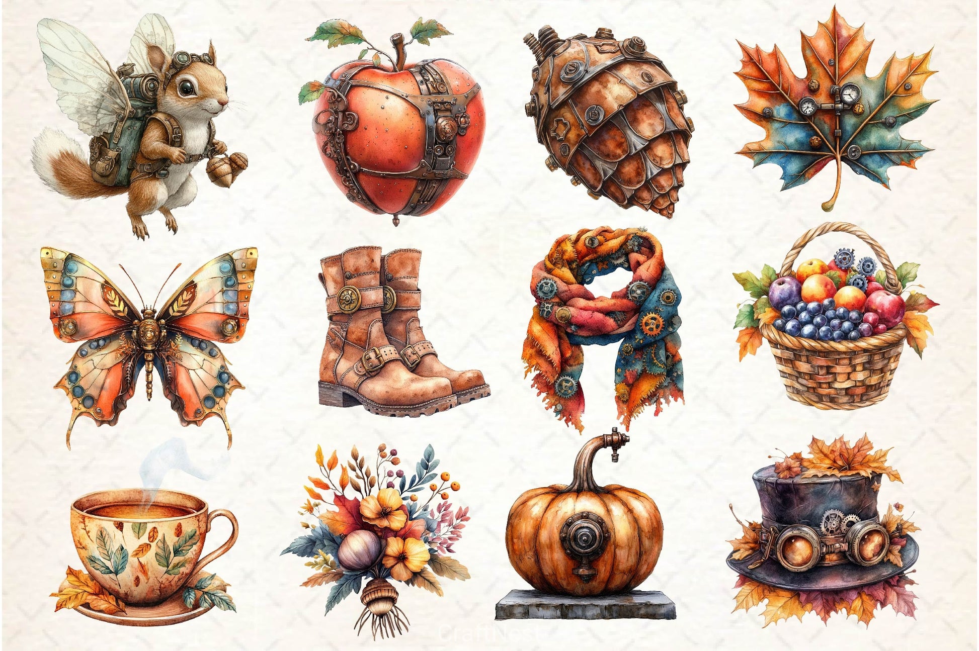 Steampunk Autumn Clipart Bundle 2 - CraftNest - Digital Crafting and Art