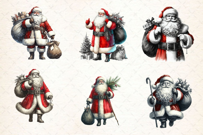 Black And White Santa Clipart Bundle 2 - CraftNest - Digital Crafting and Art