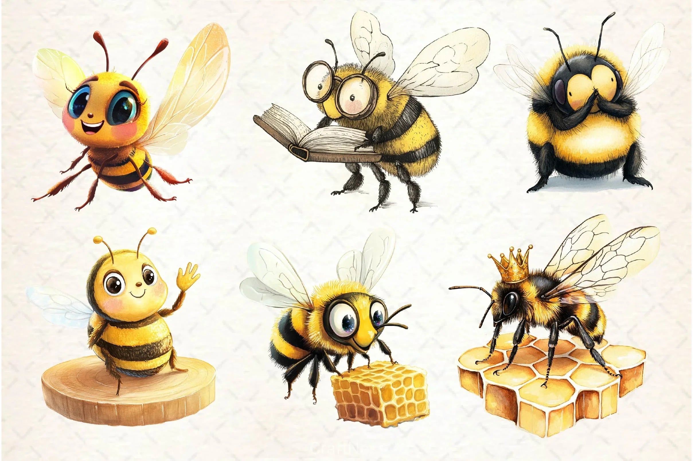 Vintage Bee Expressions Collection Clipart Bundle - CraftNest - Digital Crafting and Art