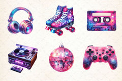 Neon Retro Pink Elements Clipart Bundle 2 - CraftNest - Digital Crafting and Art