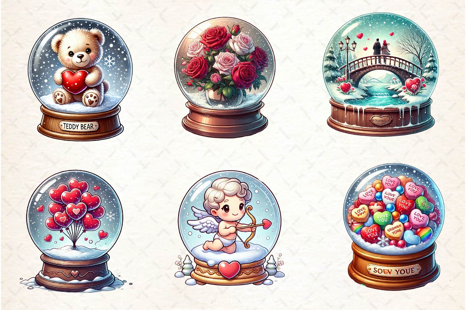 Valentines Day Snow Globe Clipart Bundle - CraftNest - Digital Crafting and Art