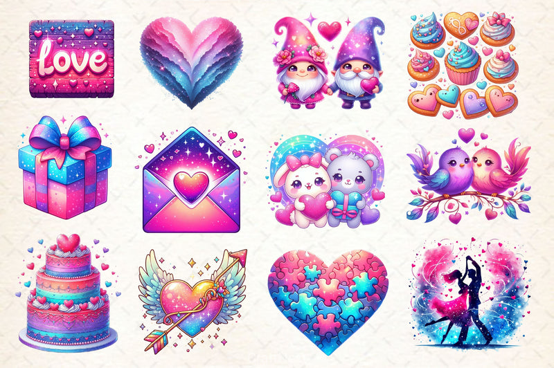 Glittery Valentine Clipart Bundle 2 - CraftNest - Digital Crafting and Art