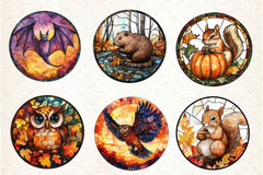 Stained Glass Autumn Animals Clipart Bundle - CraftNest - Digital Crafting and Art