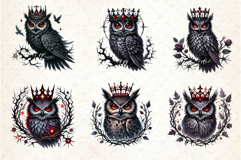 Gothic Owls Clipart Bundle 4 - CraftNest - Digital Crafting and Art