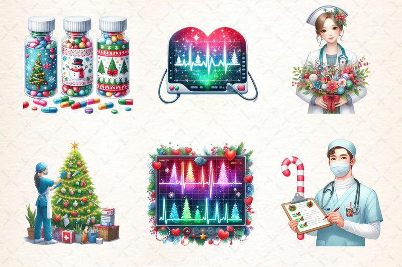 Coquette Christmas Nursing Clipart Bundle - CraftNest - Digital Crafting and Art