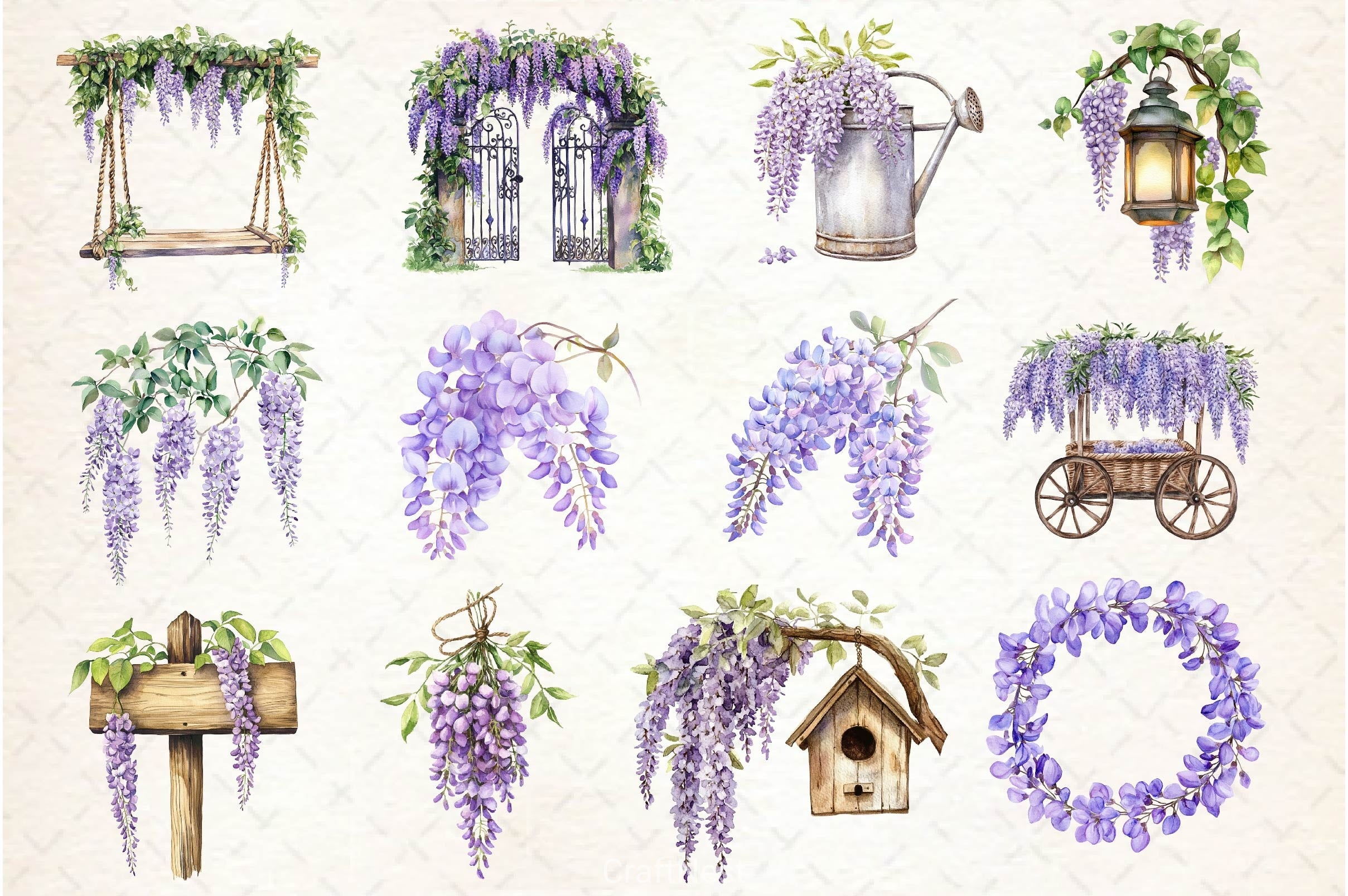 Wisteria Garden Clipart Bundle 2 - CraftNest - Digital Crafting and Art