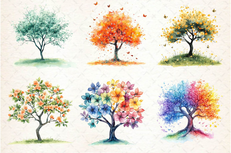 Pastel Spring Trees Clipart Bundle 4 - CraftNest - Digital Crafting and Art