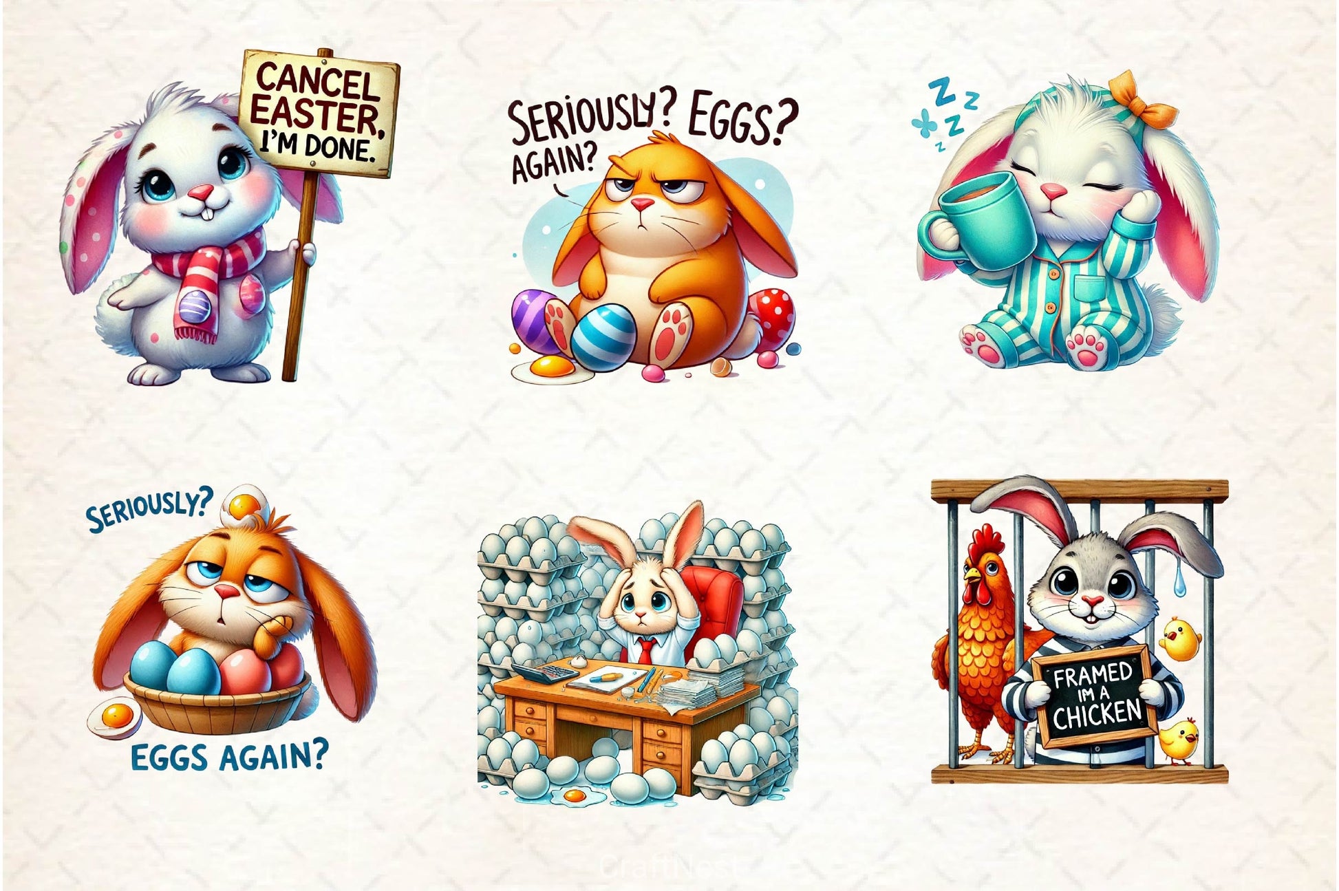 Funny Easter Bunny Clipart Bundle 3 - CraftNest - Digital Crafting and Art