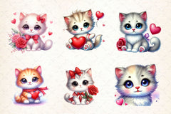 Cute Valentine Kitten Clipart Bundle 2 - CraftNest - Digital Crafting and Art