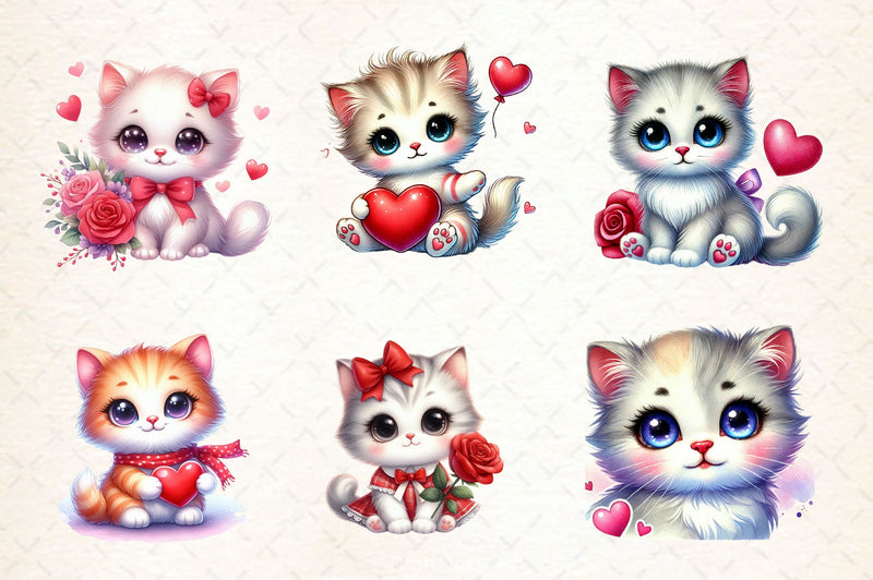 Cute Valentine Kitten Clipart Bundle 2 - CraftNest - Digital Crafting and Art
