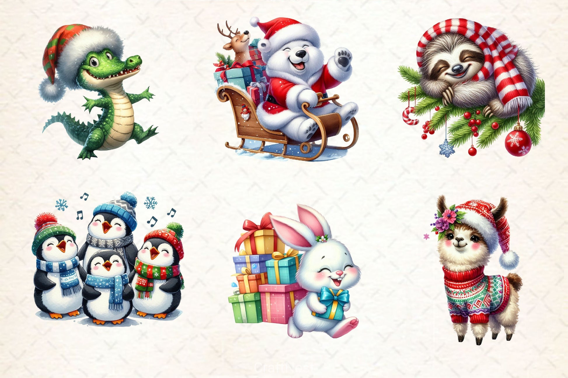 Funny Christmas Animals Clipart Bundle 4 - CraftNest - Digital Crafting and Art