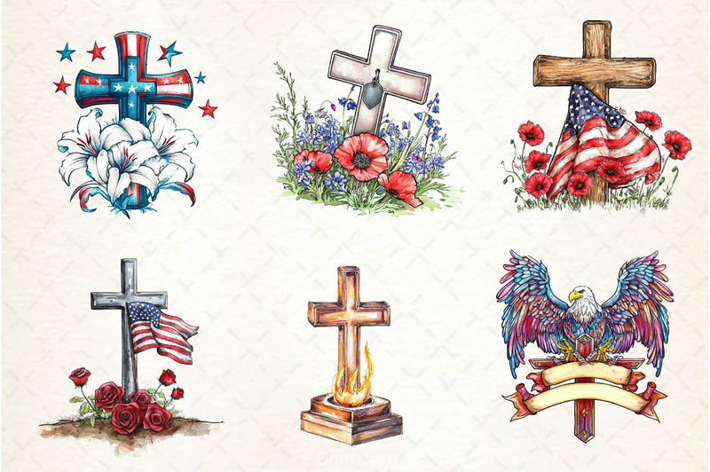 Memorial Day Cross Clipart Bundle 6 - CraftNest - Digital Crafting and Art