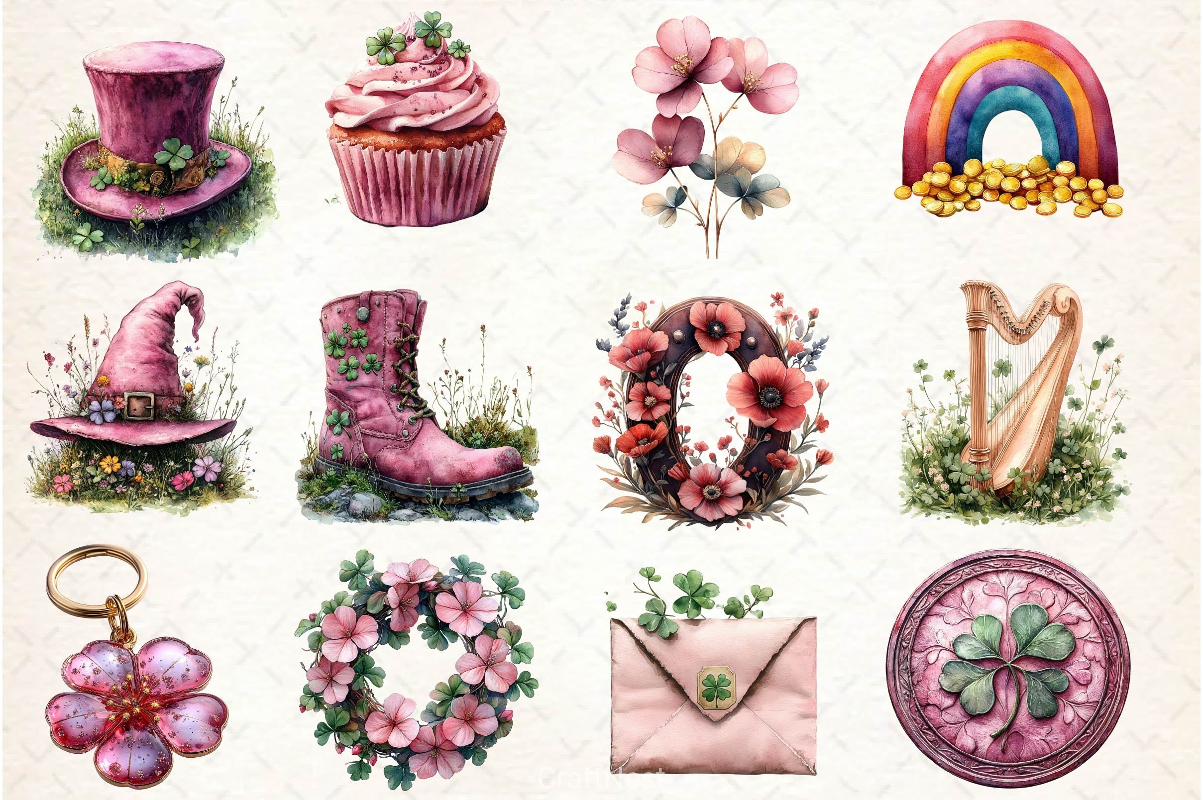 Pink Patricks Day Clipart Bundle - CraftNest - Digital Crafting and Art