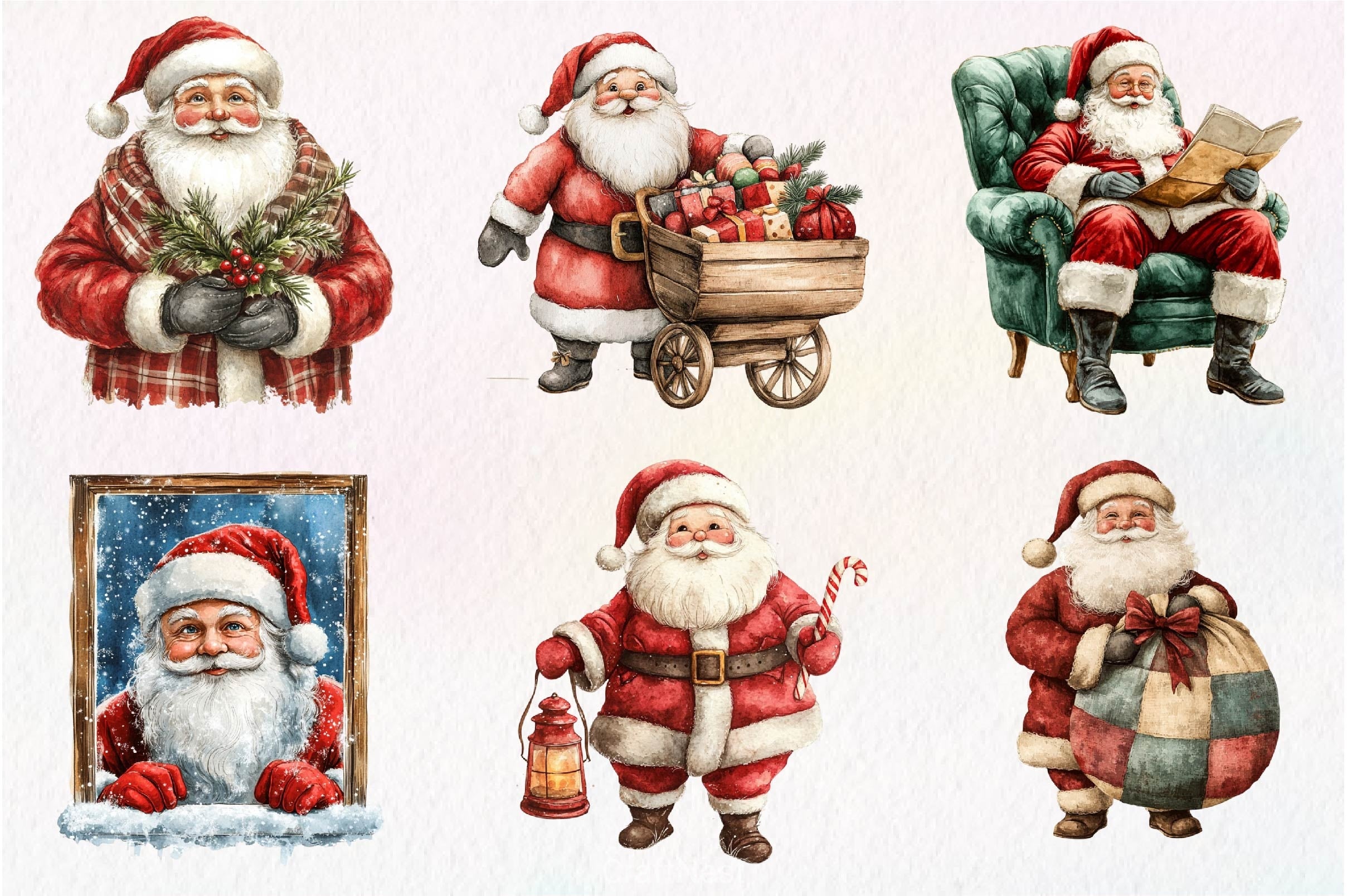 Vintage Santa Claus Clipart Bundle - CraftNest - Digital Crafting and Art