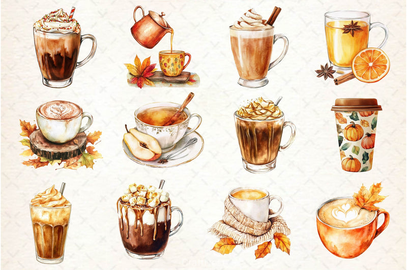 Fall Drinks Clipart Bundle 3 - CraftNest - Digital Crafting and Art