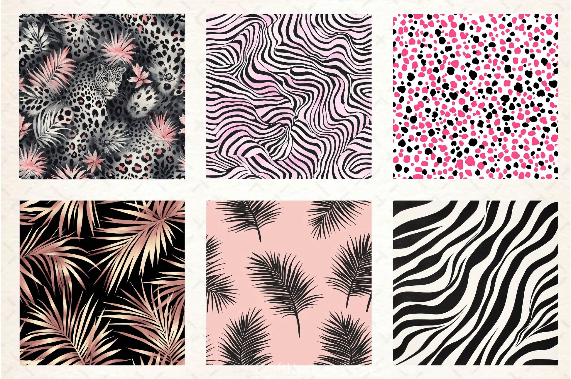 Pink Safari Digital Paper - CraftNest - Digital Crafting and Art