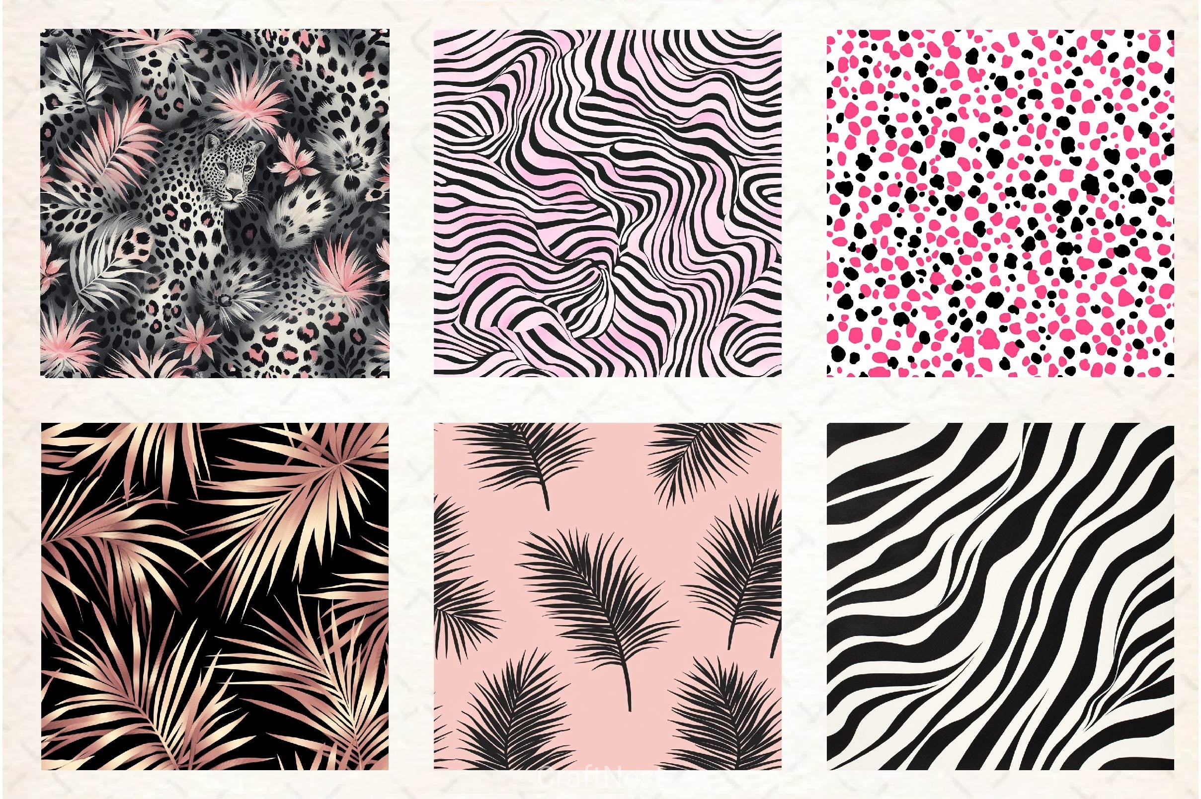 Pink Safari Digital Paper - CraftNest - Digital Crafting and Art