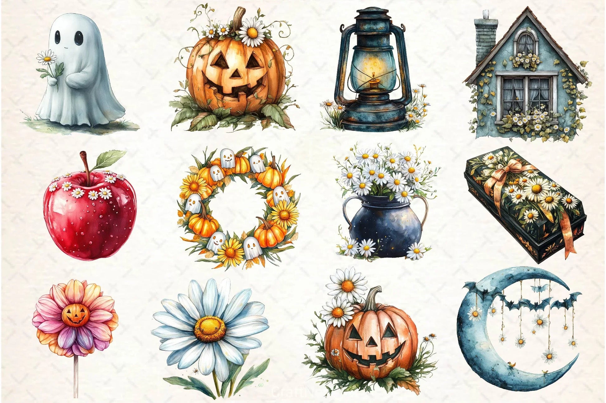 Daisy Flower & Halloween Clipart Bundle 2 - CraftNest - Digital Crafting and Art