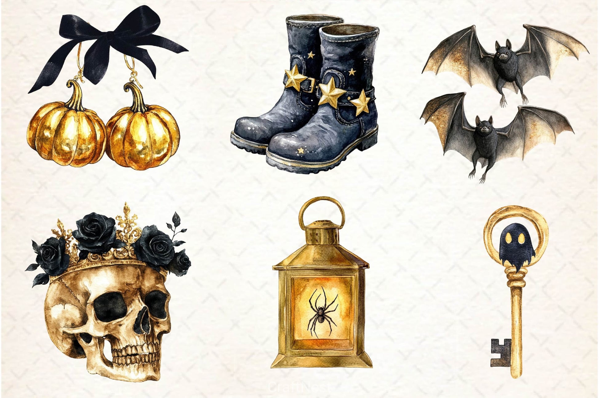 Luxury Black And Gold Halloween Clipart Bundle - CraftNest - Digital Crafting and Art