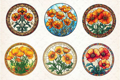 Stained Glass California Poppies Clipart Bundle - CraftNest - Digital Crafting and Art