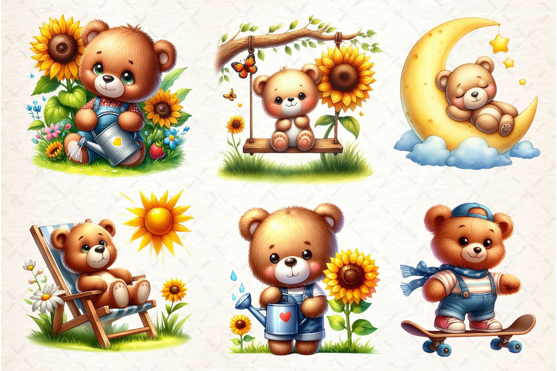 Cute Teddy Bear Clipart Bundle 4 - CraftNest - Digital Crafting and Art