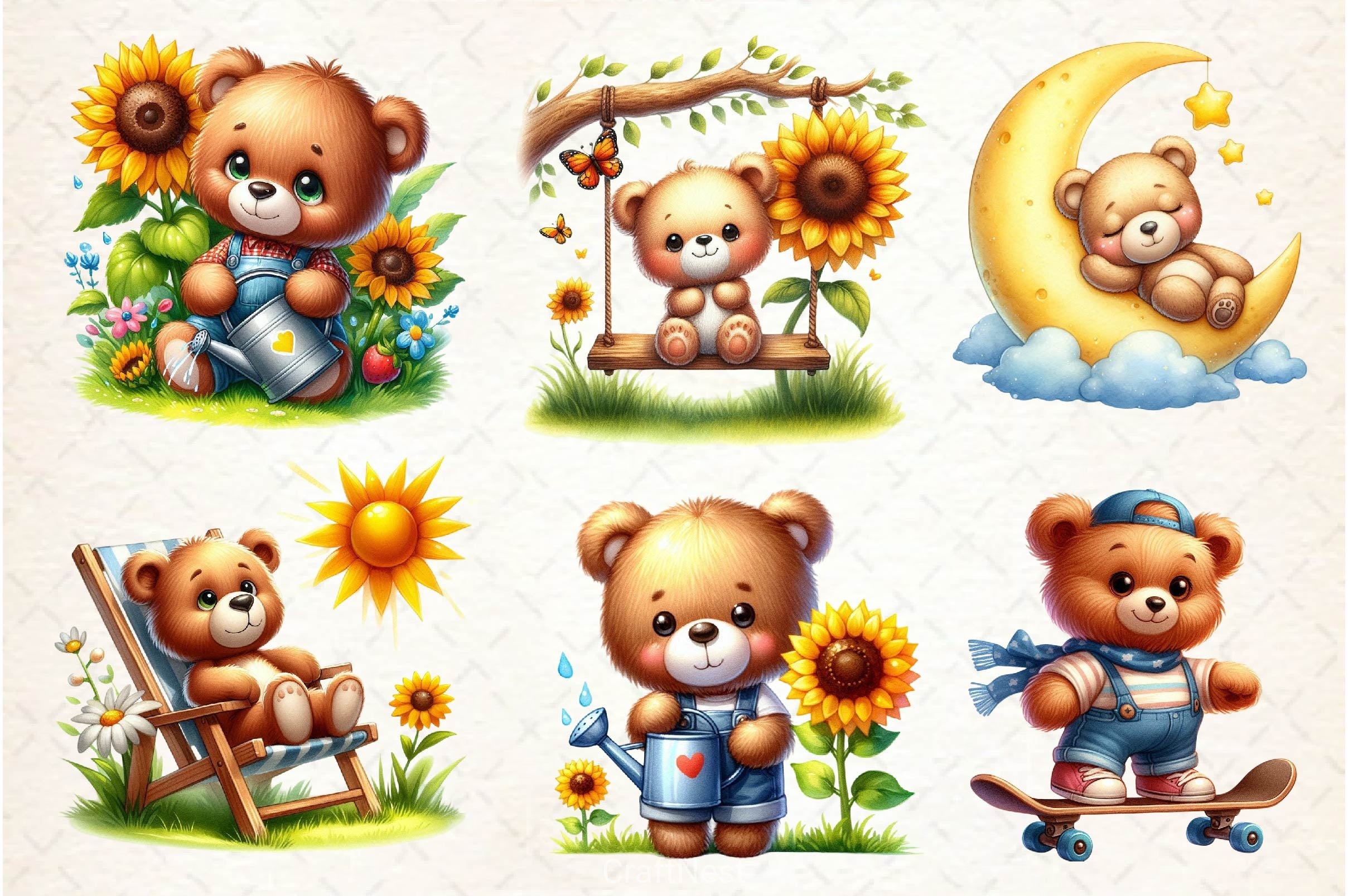 Cute Teddy Bear Clipart Bundle 4 - CraftNest - Digital Crafting and Art