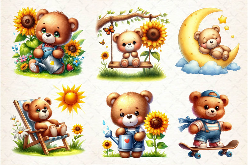Cute Teddy Bear Clipart Bundle 4 - CraftNest - Digital Crafting and Art