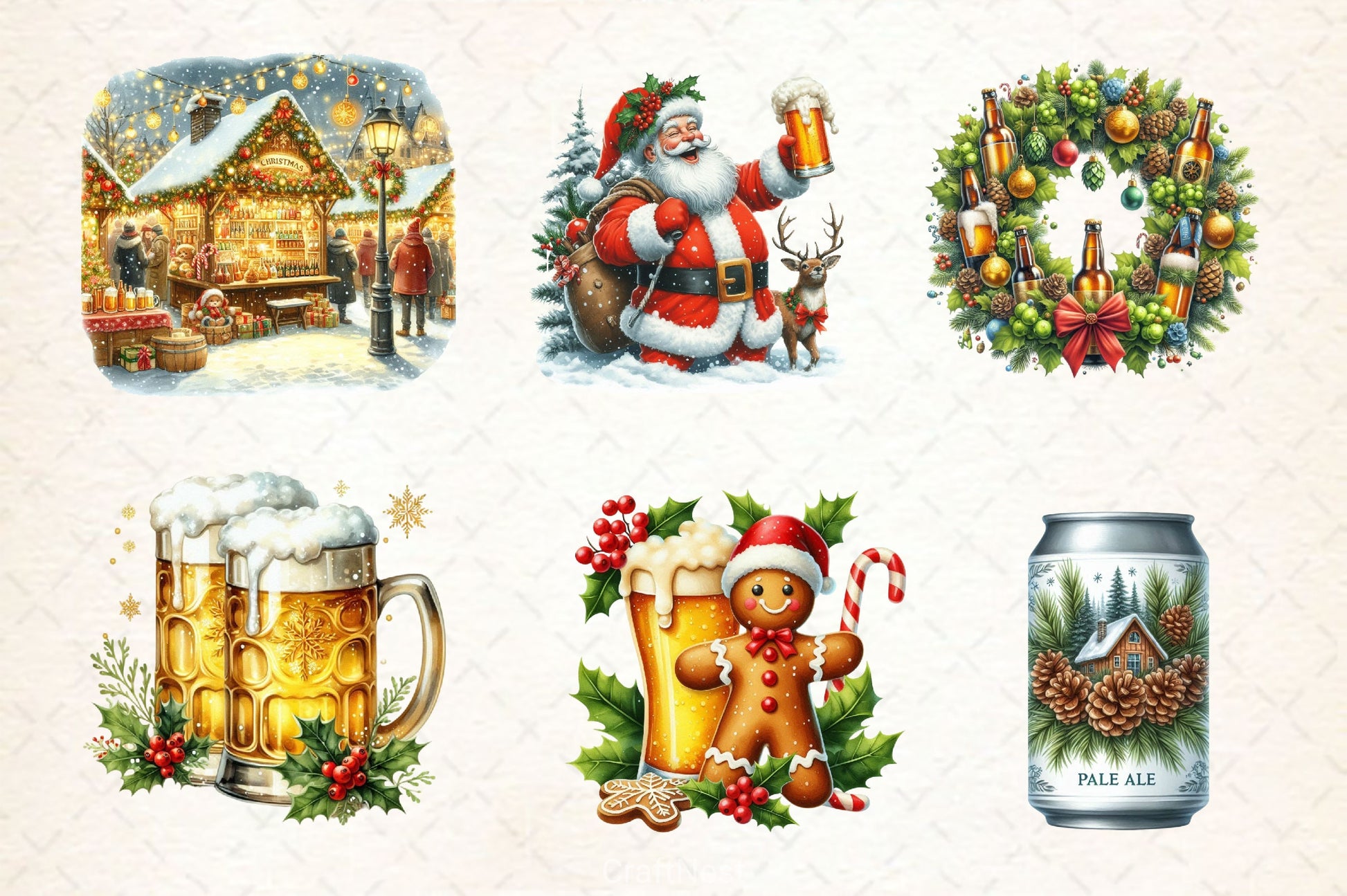 Funny Christmas Beer Bottle Clipart Bundle 3 - CraftNest - Digital Crafting and Art