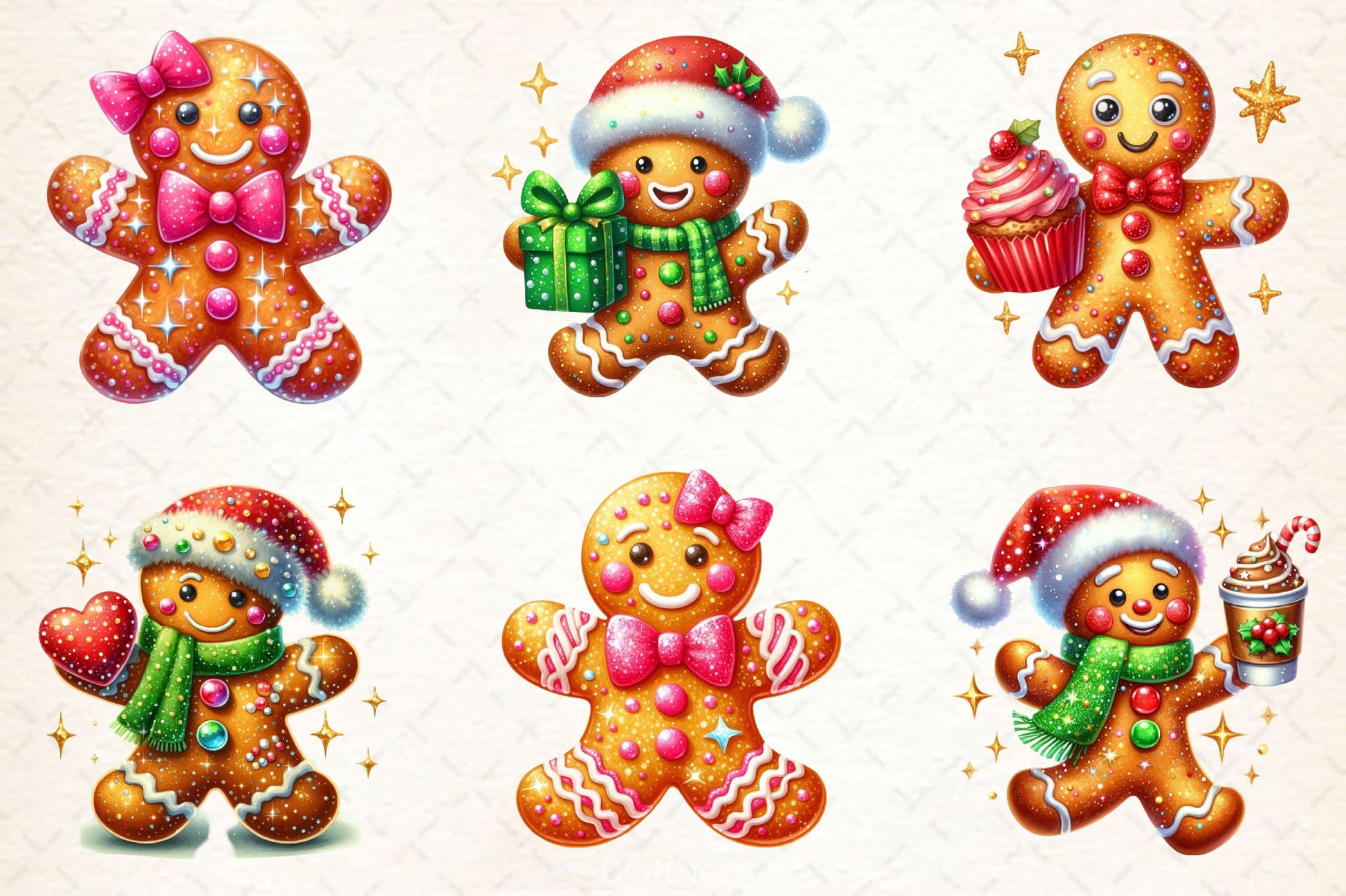 Glitter Gingerbread Man Clipart Bundle 2 - CraftNest - Digital Crafting and Art